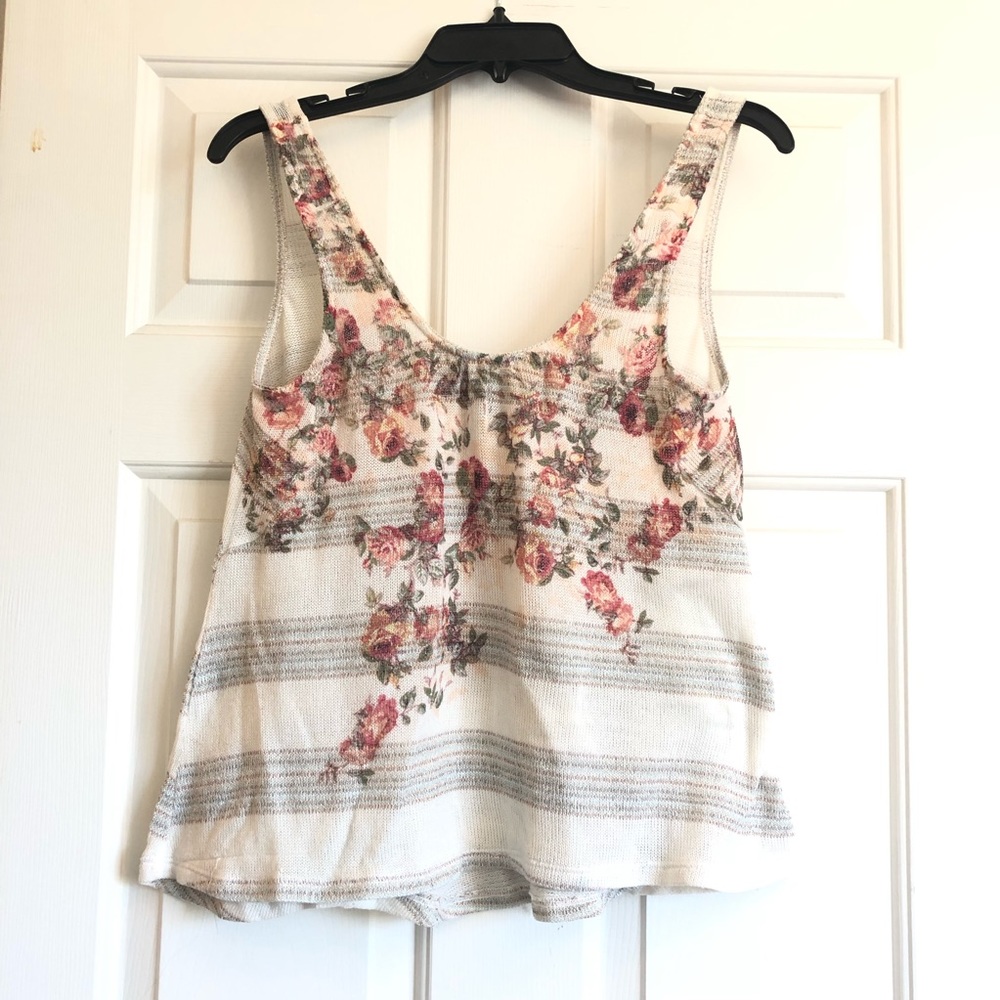 American Rag Floral & Stripes Tank, Size Small
